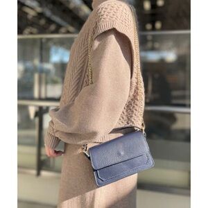 Borse in Pelle Genuine Leather Rome Italy Chain Crossbody Bag in Black